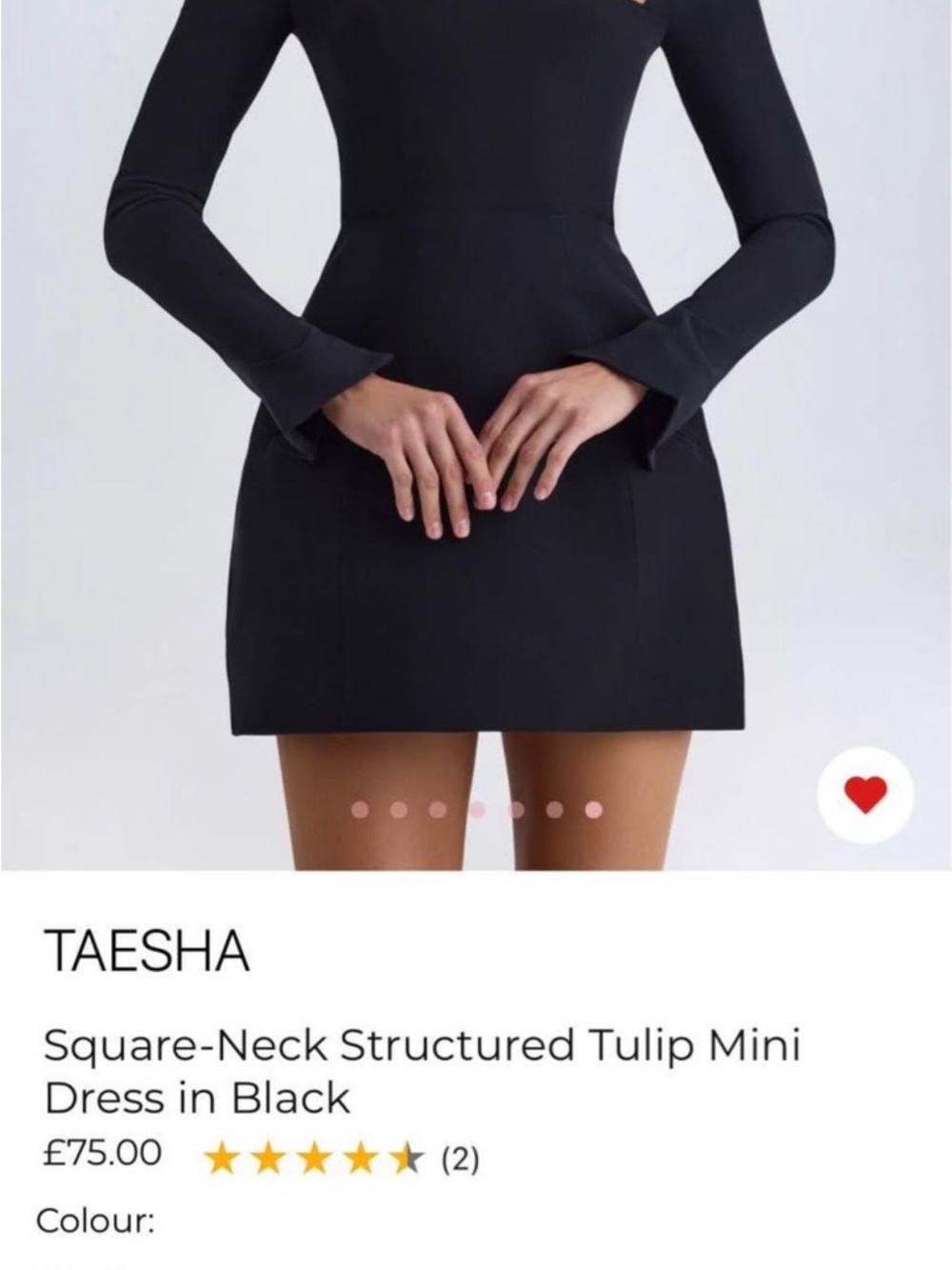 Oh Polly Taesha Black Square-Neck Tulip Mini Dress